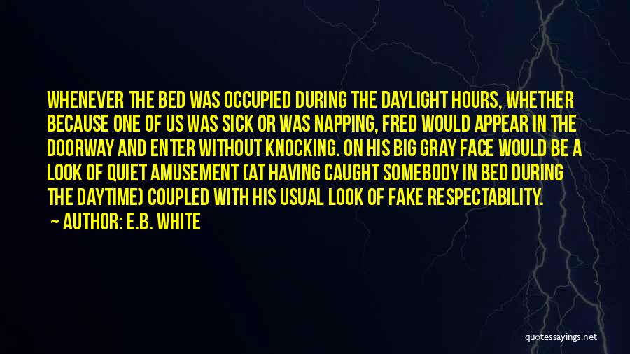 E.B. White Quotes: Whenever The Bed Was Occupied During The Daylight Hours, Whether Because One Of Us Was Sick Or Was Napping, Fred