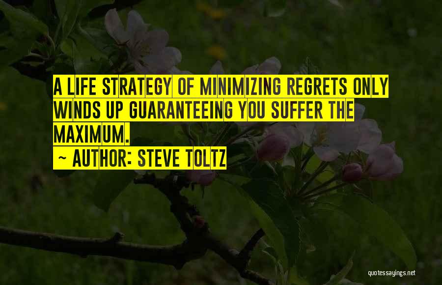 Steve Toltz Quotes: A Life Strategy Of Minimizing Regrets Only Winds Up Guaranteeing You Suffer The Maximum.