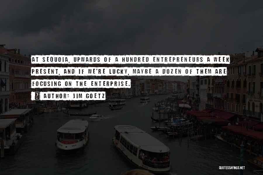 Jim Goetz Quotes: At Sequoia, Upwards Of A Hundred Entrepreneurs A Week Present, And If We're Lucky, Maybe A Dozen Of Them Are