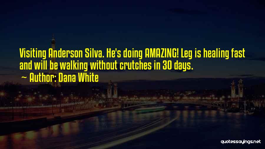 Dana White Quotes: Visiting Anderson Silva. He's Doing Amazing! Leg Is Healing Fast And Will Be Walking Without Crutches In 30 Days.