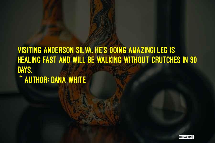 Dana White Quotes: Visiting Anderson Silva. He's Doing Amazing! Leg Is Healing Fast And Will Be Walking Without Crutches In 30 Days.