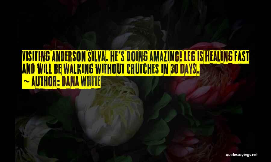 Dana White Quotes: Visiting Anderson Silva. He's Doing Amazing! Leg Is Healing Fast And Will Be Walking Without Crutches In 30 Days.