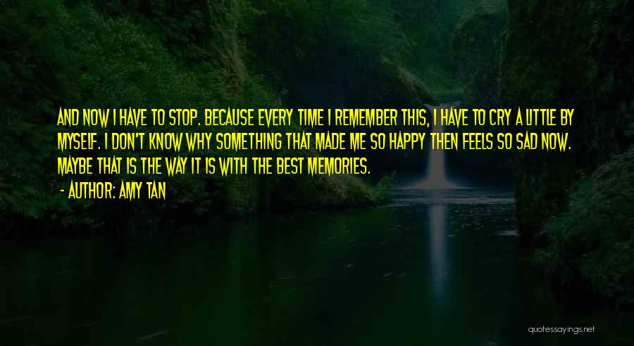 Amy Tan Quotes: And Now I Have To Stop. Because Every Time I Remember This, I Have To Cry A Little By Myself.