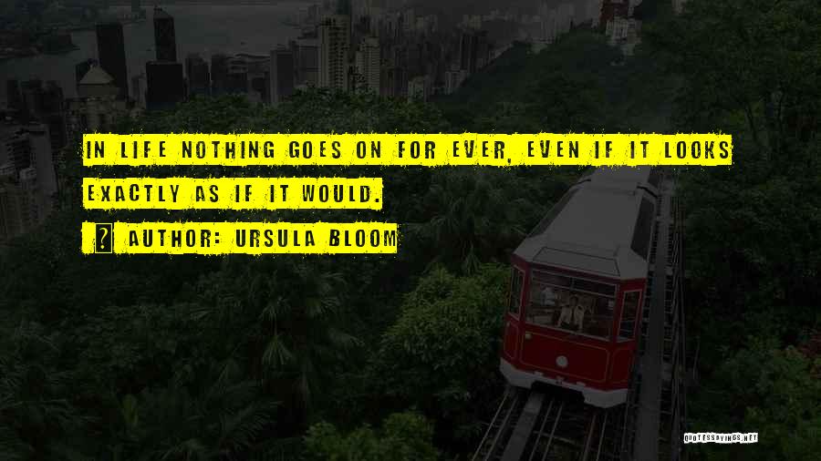 Ursula Bloom Quotes: In Life Nothing Goes On For Ever, Even If It Looks Exactly As If It Would.