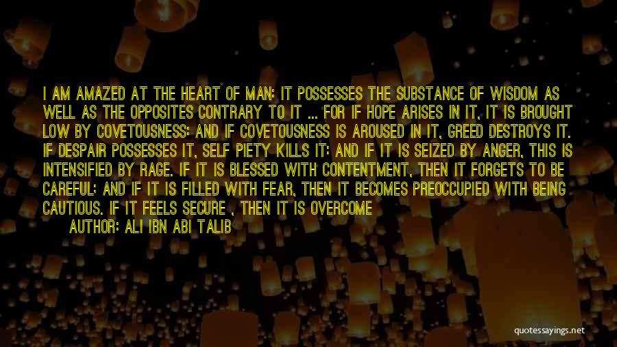 Ali Ibn Abi Talib Quotes: I Am Amazed At The Heart Of Man: It Possesses The Substance Of Wisdom As Well As The Opposites Contrary