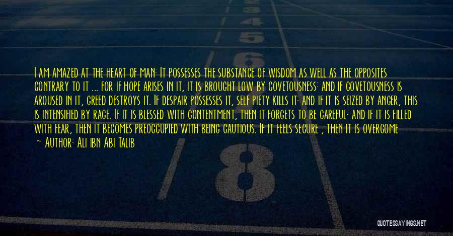 Ali Ibn Abi Talib Quotes: I Am Amazed At The Heart Of Man: It Possesses The Substance Of Wisdom As Well As The Opposites Contrary
