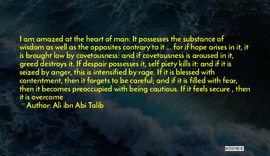 Ali Ibn Abi Talib Quotes: I Am Amazed At The Heart Of Man: It Possesses The Substance Of Wisdom As Well As The Opposites Contrary