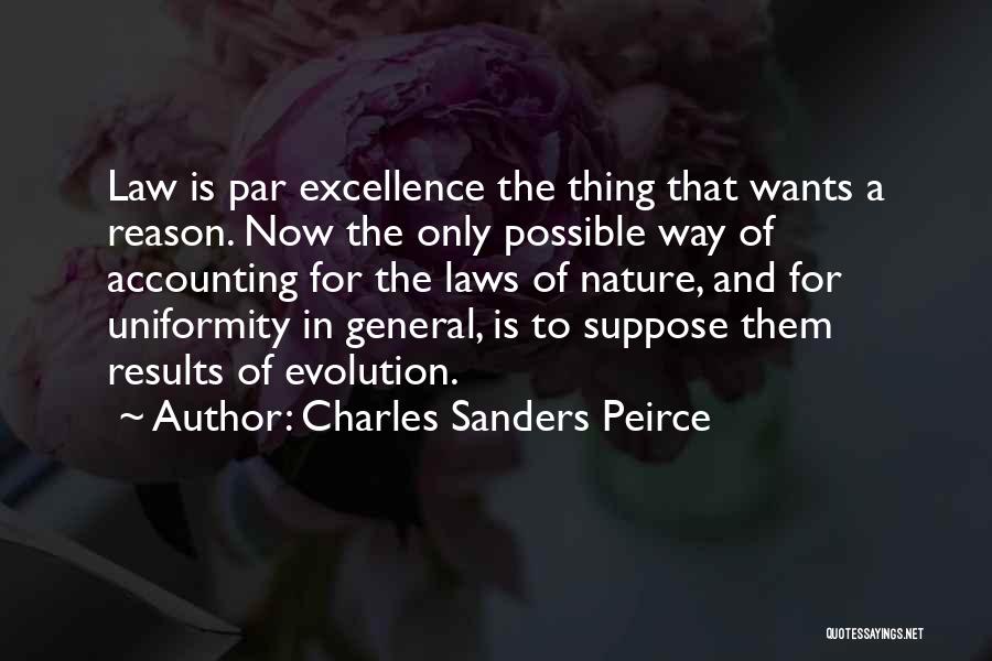 Charles Sanders Peirce Quotes: Law Is Par Excellence The Thing That Wants A Reason. Now The Only Possible Way Of Accounting For The Laws