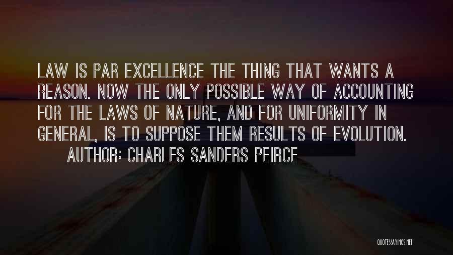 Charles Sanders Peirce Quotes: Law Is Par Excellence The Thing That Wants A Reason. Now The Only Possible Way Of Accounting For The Laws