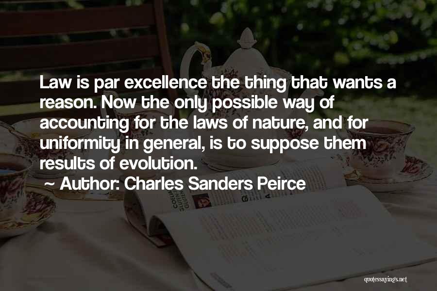 Charles Sanders Peirce Quotes: Law Is Par Excellence The Thing That Wants A Reason. Now The Only Possible Way Of Accounting For The Laws