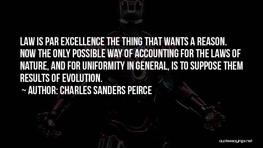 Charles Sanders Peirce Quotes: Law Is Par Excellence The Thing That Wants A Reason. Now The Only Possible Way Of Accounting For The Laws