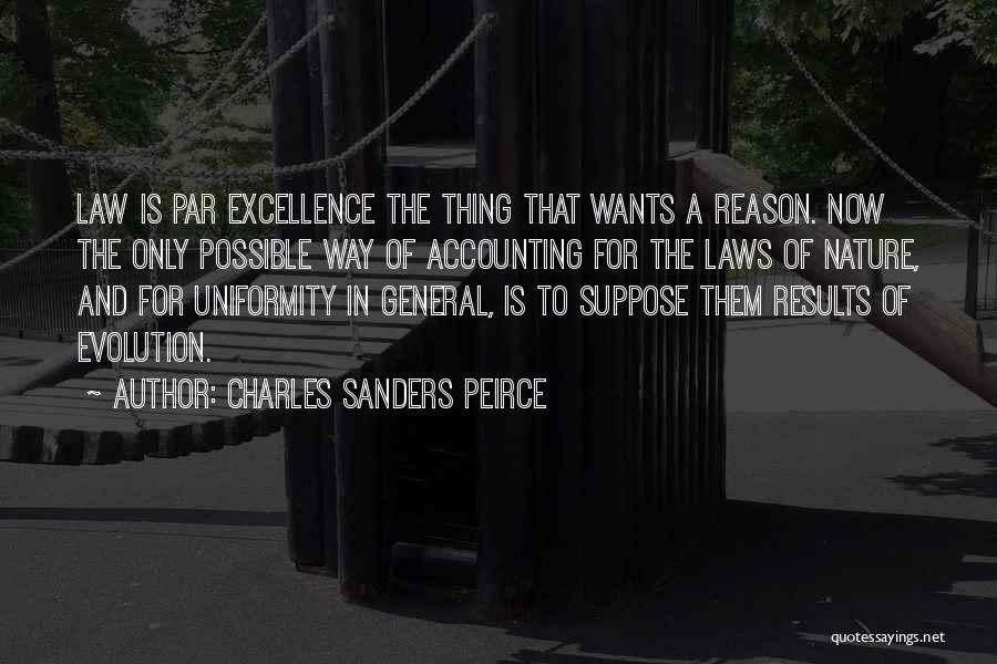 Charles Sanders Peirce Quotes: Law Is Par Excellence The Thing That Wants A Reason. Now The Only Possible Way Of Accounting For The Laws