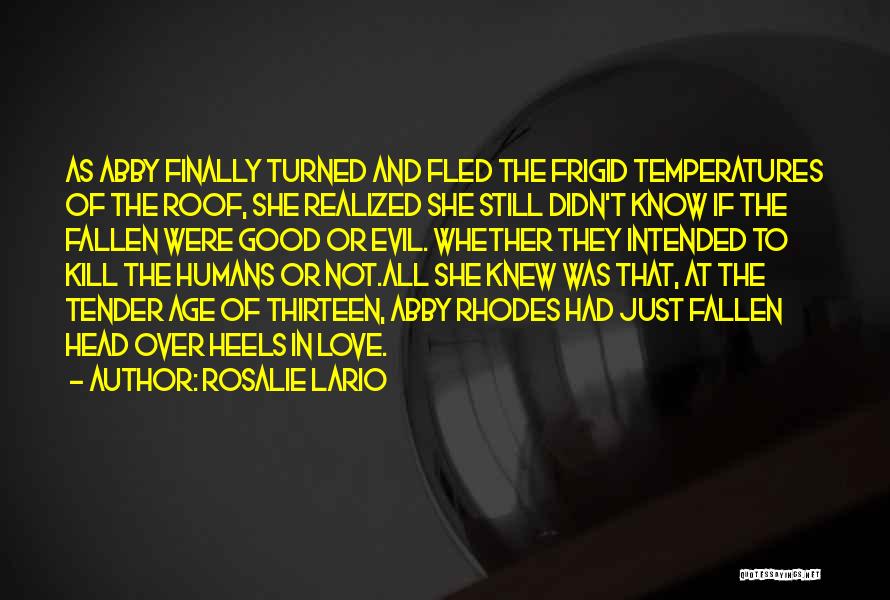 Rosalie Lario Quotes: As Abby Finally Turned And Fled The Frigid Temperatures Of The Roof, She Realized She Still Didn't Know If The