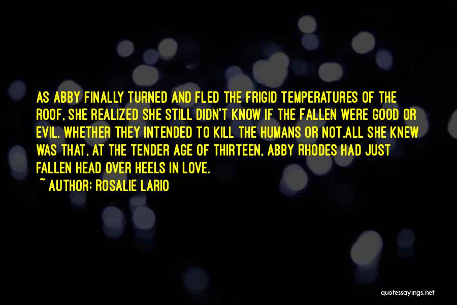 Rosalie Lario Quotes: As Abby Finally Turned And Fled The Frigid Temperatures Of The Roof, She Realized She Still Didn't Know If The