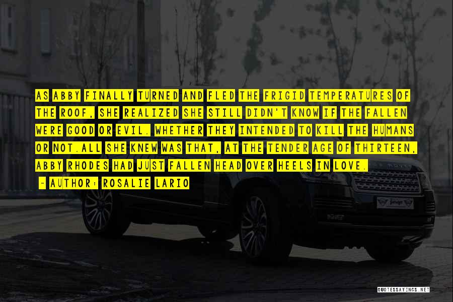 Rosalie Lario Quotes: As Abby Finally Turned And Fled The Frigid Temperatures Of The Roof, She Realized She Still Didn't Know If The