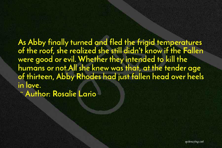 Rosalie Lario Quotes: As Abby Finally Turned And Fled The Frigid Temperatures Of The Roof, She Realized She Still Didn't Know If The