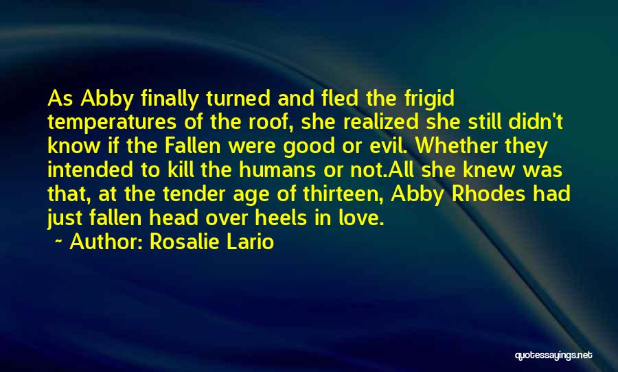 Rosalie Lario Quotes: As Abby Finally Turned And Fled The Frigid Temperatures Of The Roof, She Realized She Still Didn't Know If The