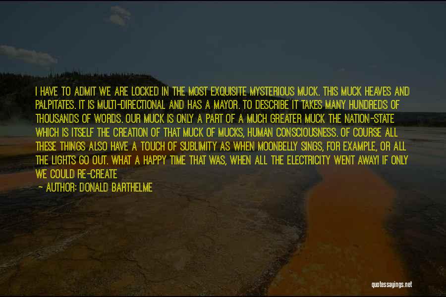 Donald Barthelme Quotes: I Have To Admit We Are Locked In The Most Exquisite Mysterious Muck. This Muck Heaves And Palpitates. It Is