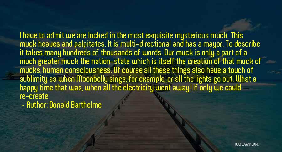 Donald Barthelme Quotes: I Have To Admit We Are Locked In The Most Exquisite Mysterious Muck. This Muck Heaves And Palpitates. It Is