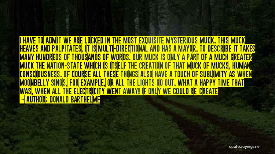 Donald Barthelme Quotes: I Have To Admit We Are Locked In The Most Exquisite Mysterious Muck. This Muck Heaves And Palpitates. It Is