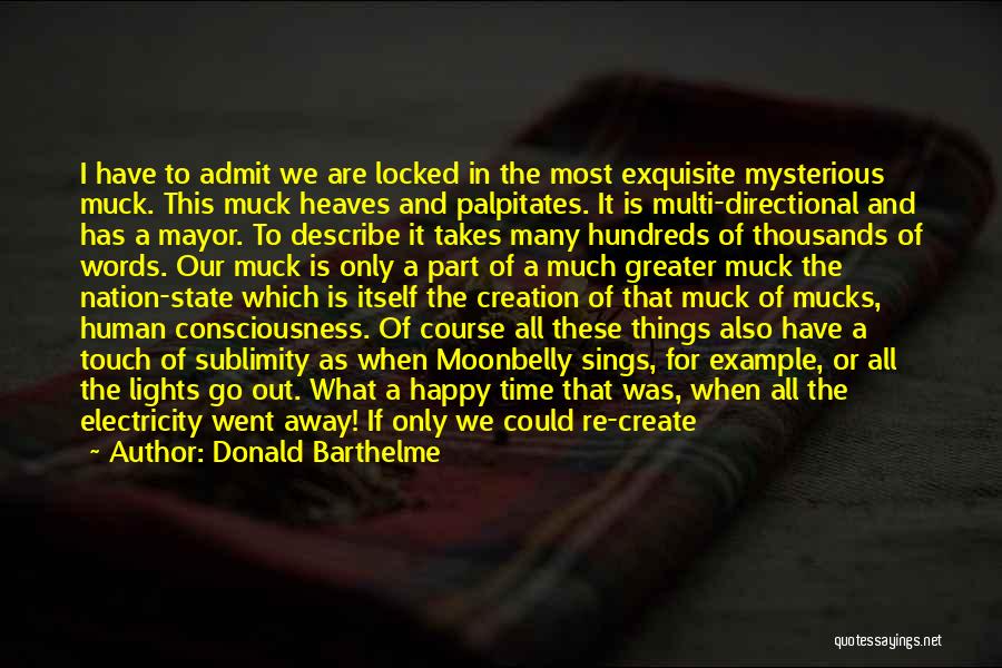 Donald Barthelme Quotes: I Have To Admit We Are Locked In The Most Exquisite Mysterious Muck. This Muck Heaves And Palpitates. It Is