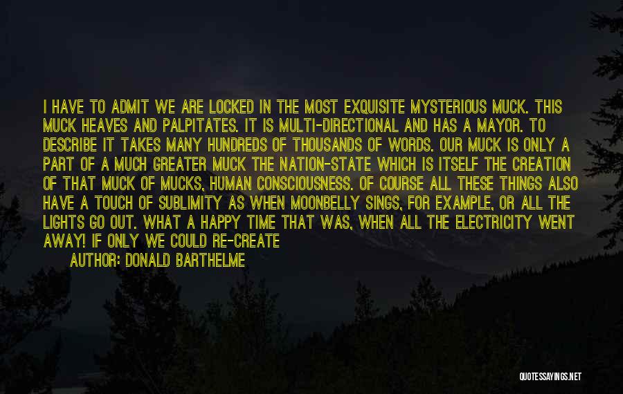 Donald Barthelme Quotes: I Have To Admit We Are Locked In The Most Exquisite Mysterious Muck. This Muck Heaves And Palpitates. It Is