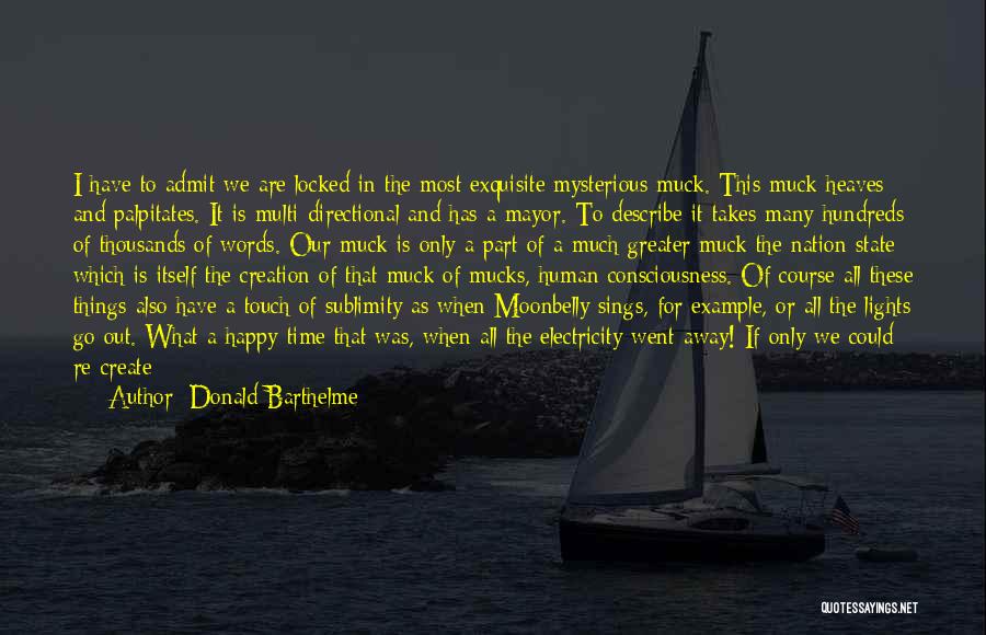 Donald Barthelme Quotes: I Have To Admit We Are Locked In The Most Exquisite Mysterious Muck. This Muck Heaves And Palpitates. It Is