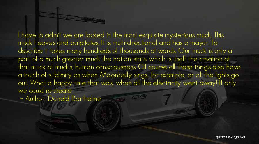 Donald Barthelme Quotes: I Have To Admit We Are Locked In The Most Exquisite Mysterious Muck. This Muck Heaves And Palpitates. It Is