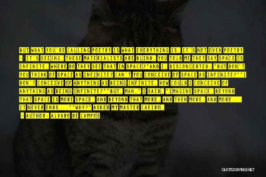 Alvaro De Campos Quotes: But What You're Calling Poetry Is What Everything Is. It's Not Even Poetry - It's Seeing. These Materialists Are Blind.
