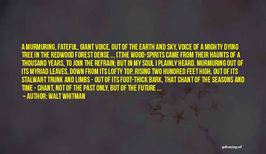 Walt Whitman Quotes: A Murmuring, Fateful, Giant Voice, Out Of The Earth And Sky, Voice Of A Mighty Dying Tree In The Redwood