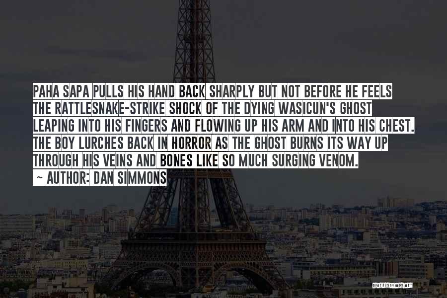 Dan Simmons Quotes: Paha Sapa Pulls His Hand Back Sharply But Not Before He Feels The Rattlesnake-strike Shock Of The Dying Wasicun's Ghost