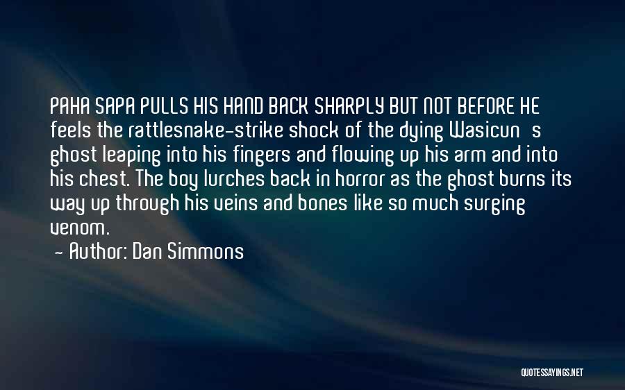 Dan Simmons Quotes: Paha Sapa Pulls His Hand Back Sharply But Not Before He Feels The Rattlesnake-strike Shock Of The Dying Wasicun's Ghost