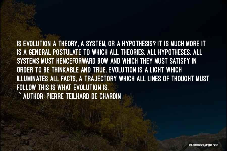 Pierre Teilhard De Chardin Quotes: Is Evolution A Theory, A System, Or A Hypothesis? It Is Much More It Is A General Postulate To Which