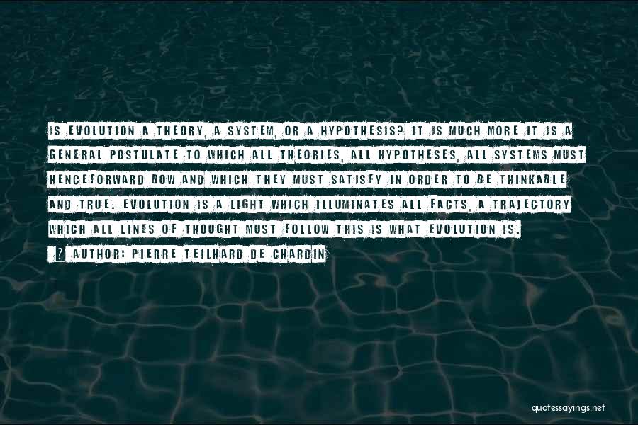 Pierre Teilhard De Chardin Quotes: Is Evolution A Theory, A System, Or A Hypothesis? It Is Much More It Is A General Postulate To Which