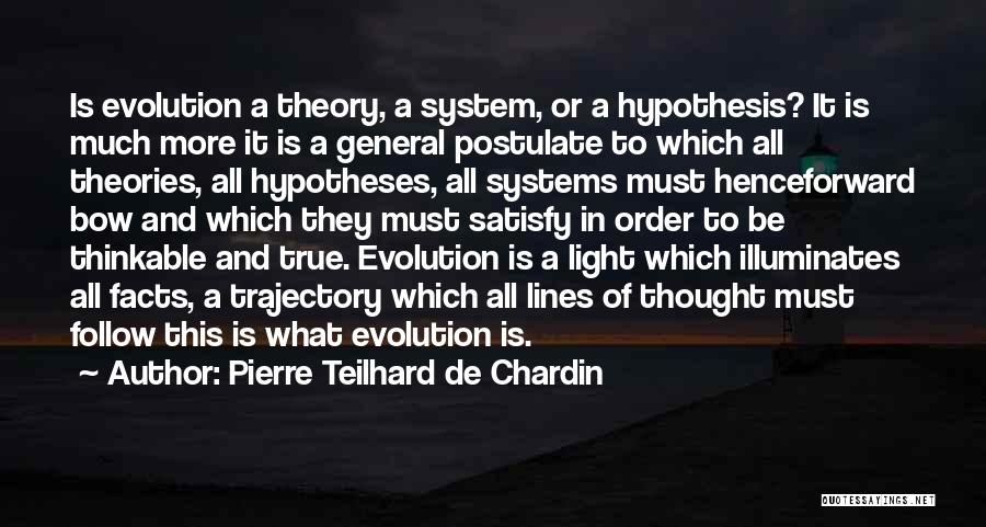 Pierre Teilhard De Chardin Quotes: Is Evolution A Theory, A System, Or A Hypothesis? It Is Much More It Is A General Postulate To Which