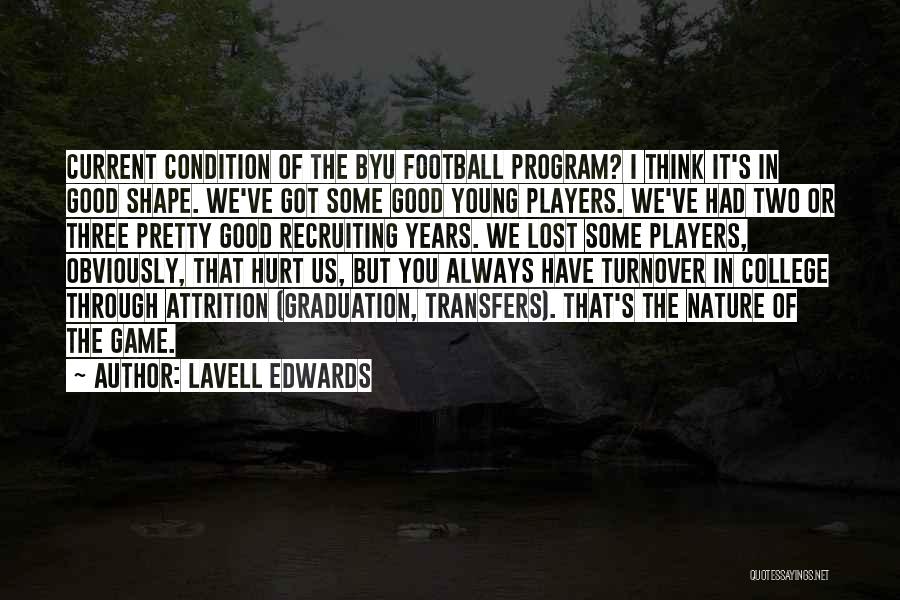 LaVell Edwards Quotes: Current Condition Of The Byu Football Program? I Think It's In Good Shape. We've Got Some Good Young Players. We've