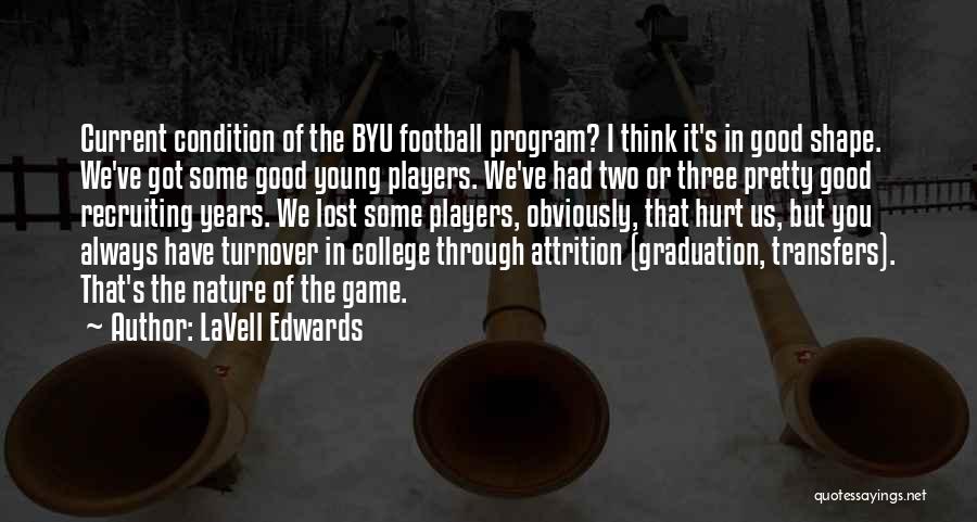 LaVell Edwards Quotes: Current Condition Of The Byu Football Program? I Think It's In Good Shape. We've Got Some Good Young Players. We've