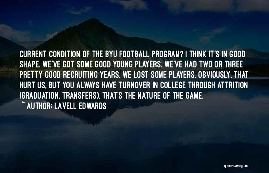 LaVell Edwards Quotes: Current Condition Of The Byu Football Program? I Think It's In Good Shape. We've Got Some Good Young Players. We've