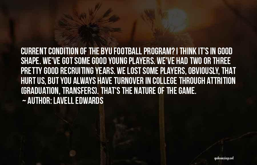 LaVell Edwards Quotes: Current Condition Of The Byu Football Program? I Think It's In Good Shape. We've Got Some Good Young Players. We've