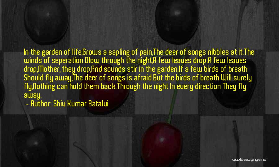 Shiv Kumar Batalvi Quotes: In The Garden Of Life,grows A Sapling Of Pain,the Deer Of Songs Nibbles At It.the Winds Of Seperation Blow Through