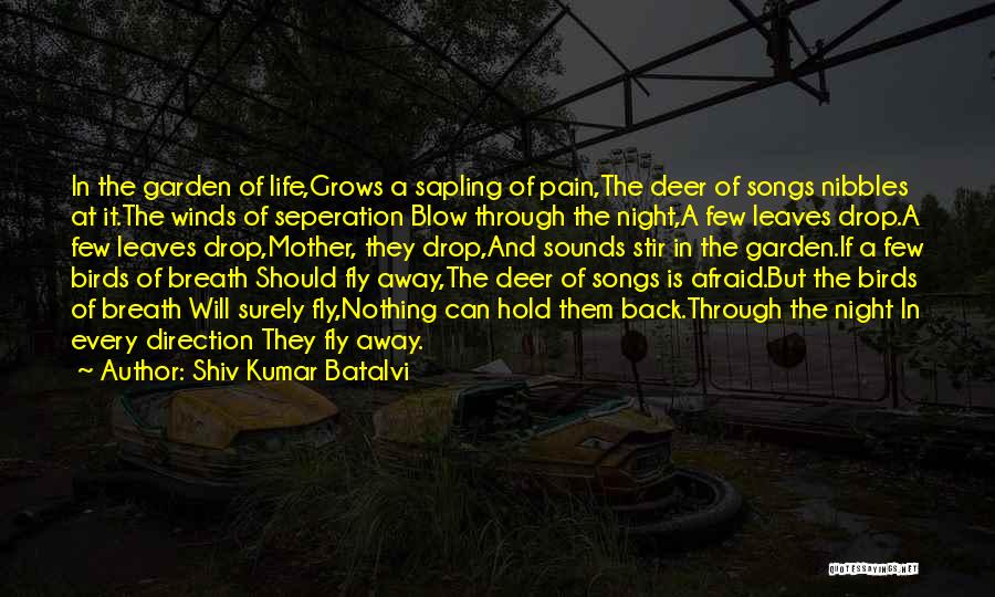 Shiv Kumar Batalvi Quotes: In The Garden Of Life,grows A Sapling Of Pain,the Deer Of Songs Nibbles At It.the Winds Of Seperation Blow Through