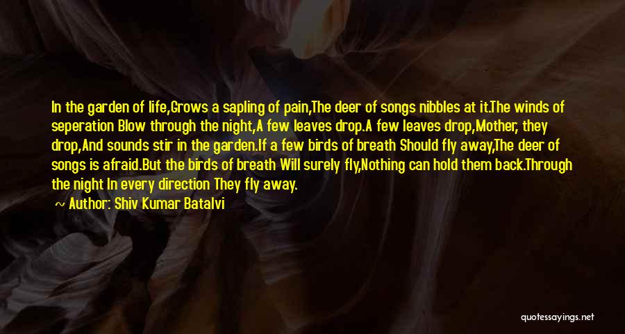 Shiv Kumar Batalvi Quotes: In The Garden Of Life,grows A Sapling Of Pain,the Deer Of Songs Nibbles At It.the Winds Of Seperation Blow Through