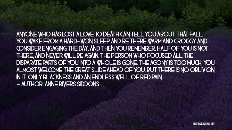 Anne Rivers Siddons Quotes: Anyone Who Has Lost A Love To Death Can Tell You About That Fall. You Wake From A Hard-won Sleep