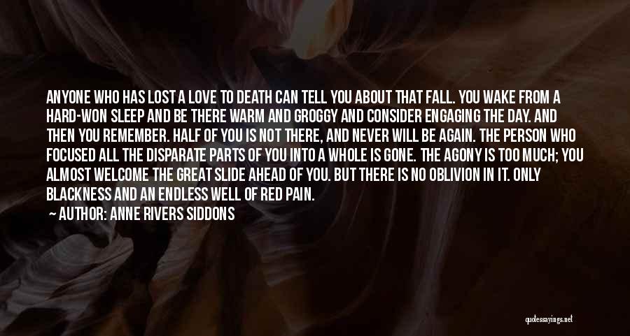 Anne Rivers Siddons Quotes: Anyone Who Has Lost A Love To Death Can Tell You About That Fall. You Wake From A Hard-won Sleep