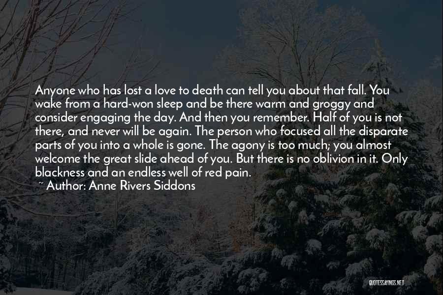 Anne Rivers Siddons Quotes: Anyone Who Has Lost A Love To Death Can Tell You About That Fall. You Wake From A Hard-won Sleep