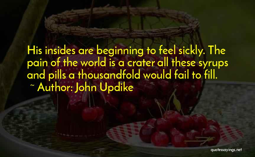 John Updike Quotes: His Insides Are Beginning To Feel Sickly. The Pain Of The World Is A Crater All These Syrups And Pills