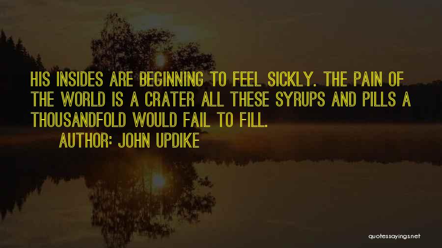 John Updike Quotes: His Insides Are Beginning To Feel Sickly. The Pain Of The World Is A Crater All These Syrups And Pills