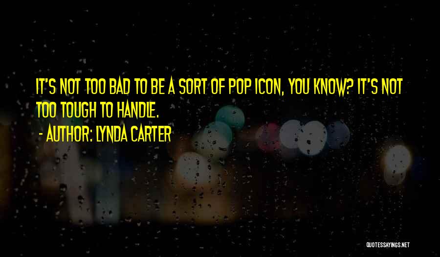 Lynda Carter Quotes: It's Not Too Bad To Be A Sort Of Pop Icon, You Know? It's Not Too Tough To Handle.