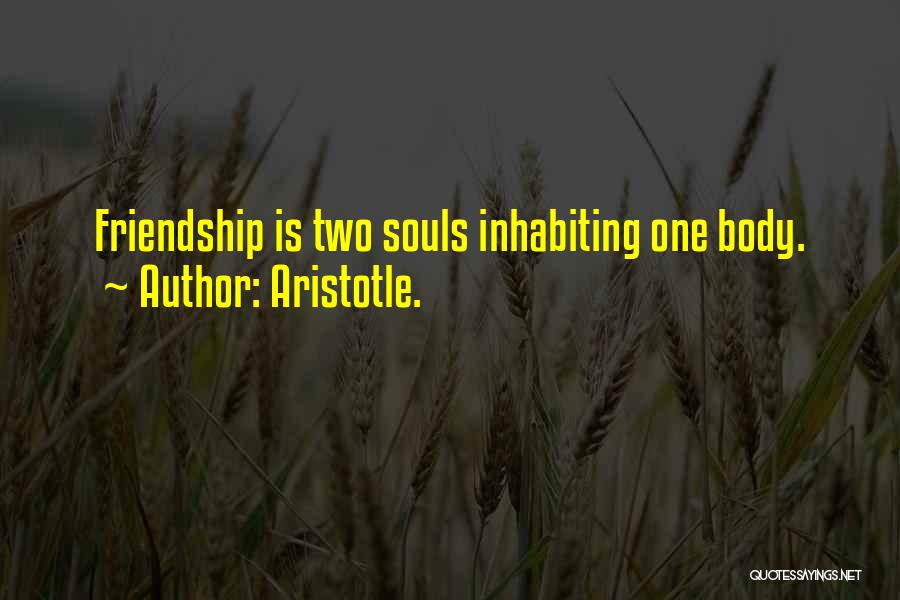 Aristotle. Quotes: Friendship Is Two Souls Inhabiting One Body.