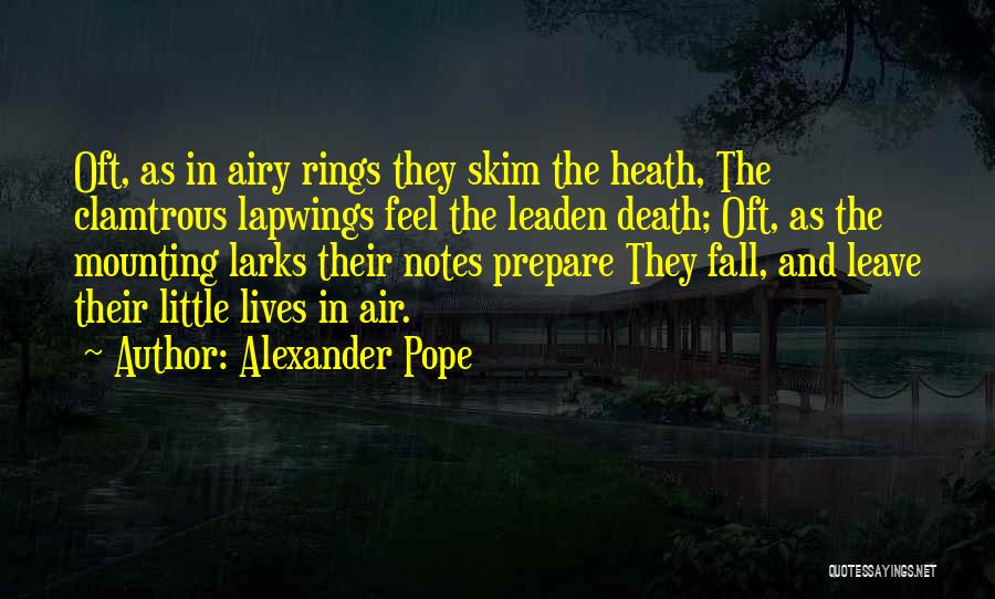 Alexander Pope Quotes: Oft, As In Airy Rings They Skim The Heath, The Clamtrous Lapwings Feel The Leaden Death; Oft, As The Mounting